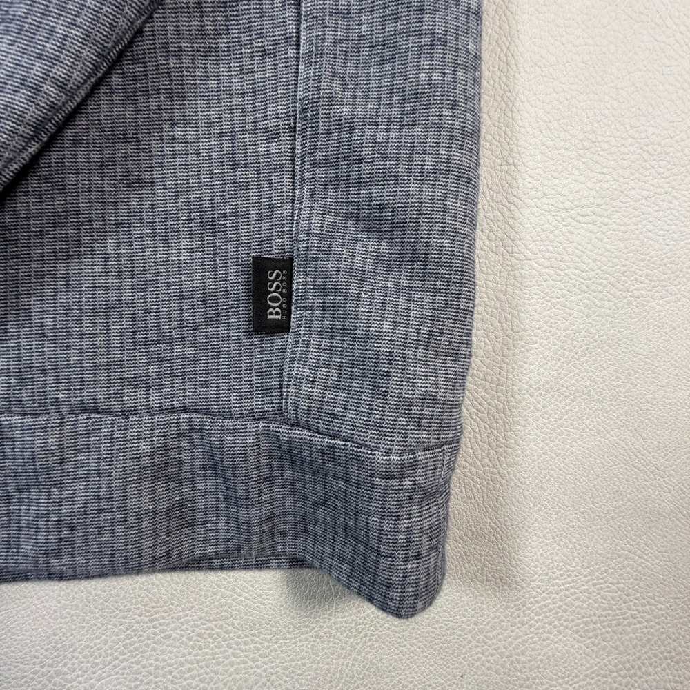 Hugo Boss Piceno 33 Mens XXL Blue Gray Quarter Zip Pullover Elbow Patches - Picture 4 of 15